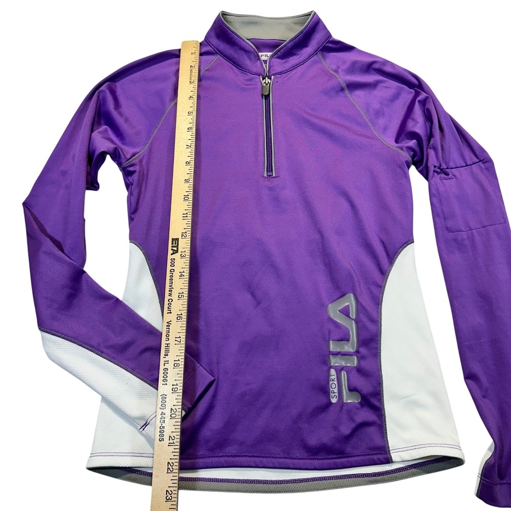 Fila Sport Womens Quarter Zip Pullover Activewear Top Purple White Small Snags - Picture 4 of 10